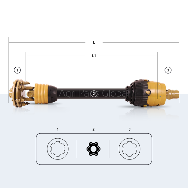Wał przegubowy STANDARD / 27x94 + 32x76 / rura - trójkąt / 1 x przegub szerokokątny + sprzęgło cierne