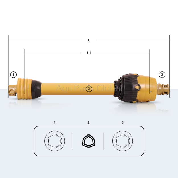 Wał przegubowy STANDARD / 27x94 + 32x76 / rura - trójkąt / 1 x przegub szerokokątny