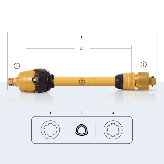 Wał przegubowy STANDARD / 27x94 + 32x76 / rura - trójkąt / 1 x przegub szerokokątny + sprzęgło automatyczne